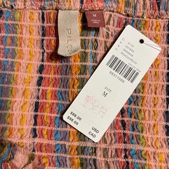 #0234 Anthropology Colorful Strapless Smocked Tube Top-M - Picture 10 of 10